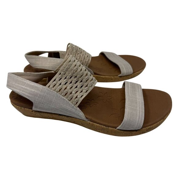 Skechers Luxe Foam Brie Sandals Elastic Slingback Woven Strap Natural Size 8 - Picture 3 of 8